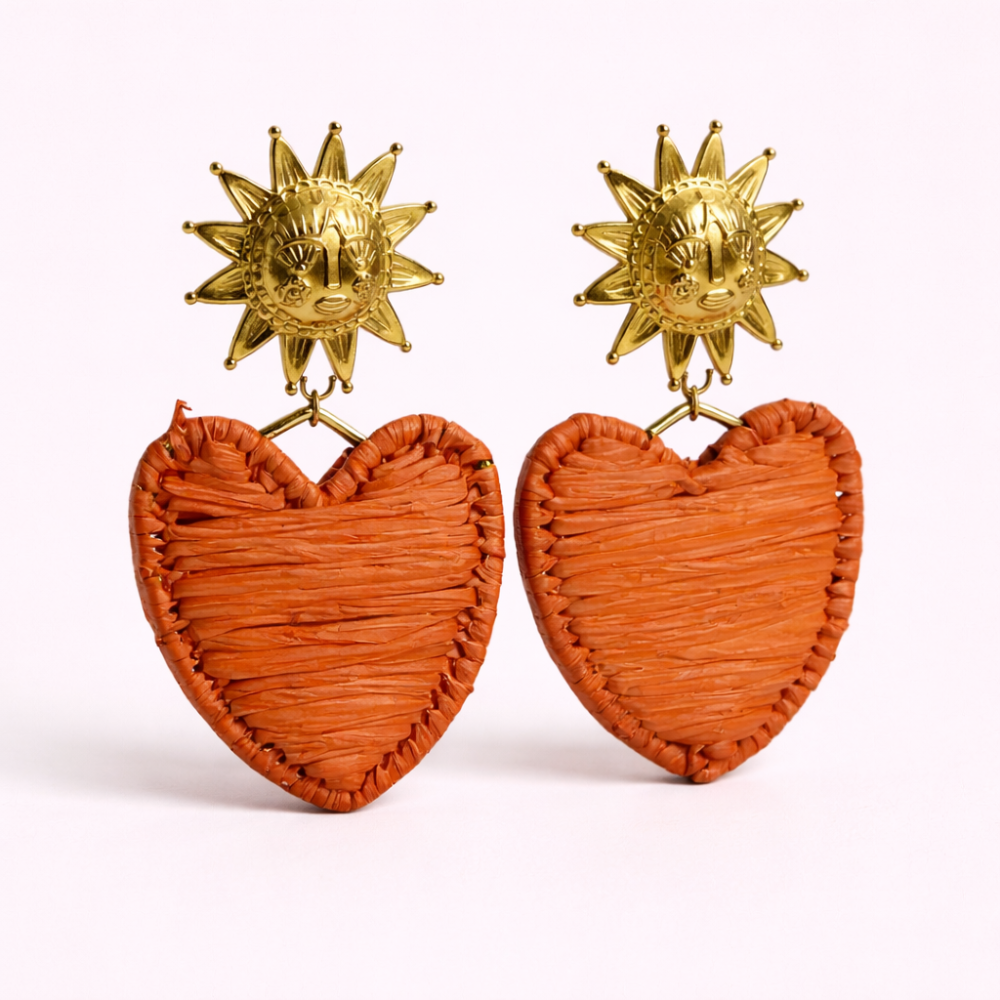 Boucles d’Oreilles Soleil & Cœur | Boucles acier inoxydable | Gaou Bijoux