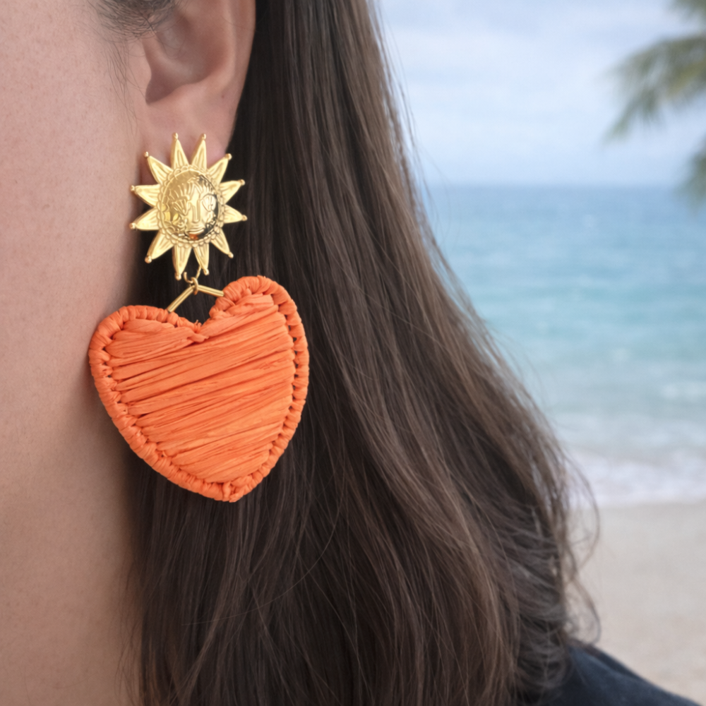 Boucles d’Oreilles Soleil & Cœur | Boucles acier inoxydable | Gaou Bijoux