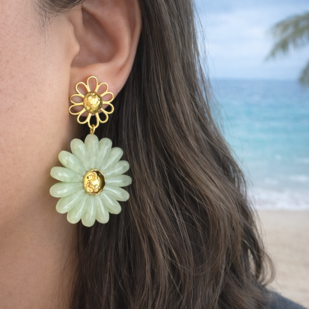 Boucles d’oreilles Marguerite Mint | Boucles acier inoxydable Gaou Bijoux