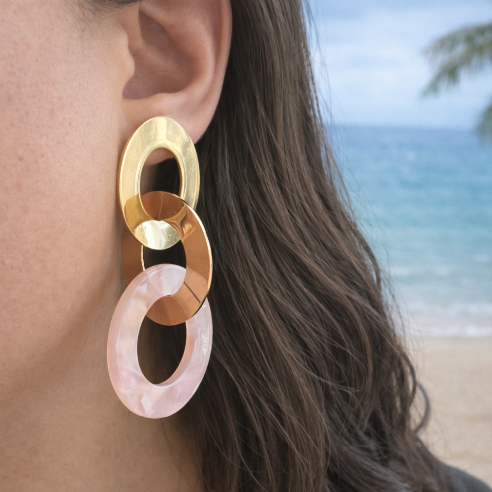 Boucles d’oreilles Anneaux Rose | bijoux acier inoxydable | Gaou Bijoux