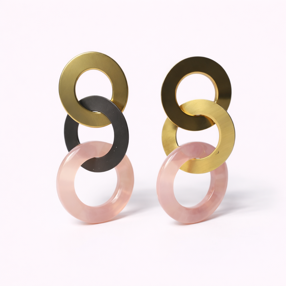 Boucles d’oreilles Anneaux Rose | bijoux acier inoxydable | Gaou Bijoux