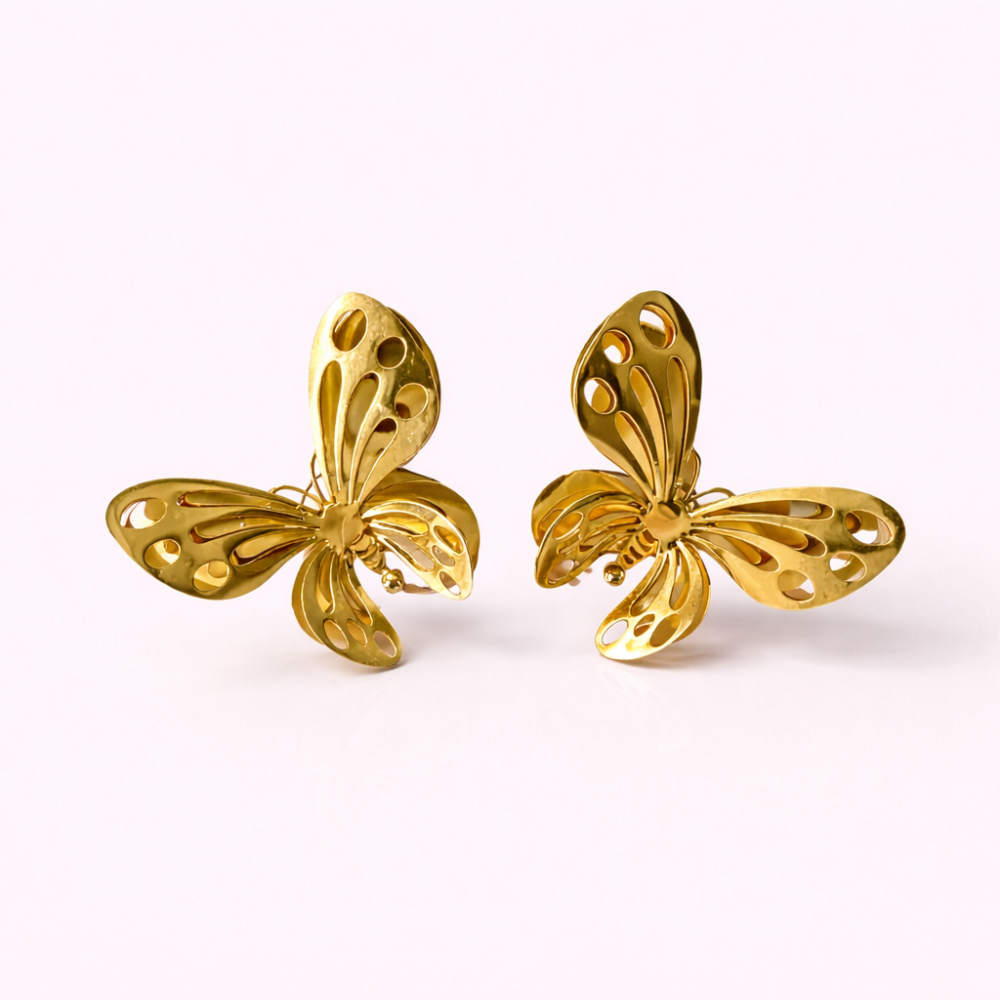 boucles d’oreilles papillon dorées acier inoxydable