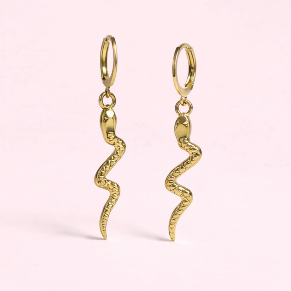 Boucles d’oreilles Serpent Dorées | bijoux acier inoxydable | Gaou Bijoux