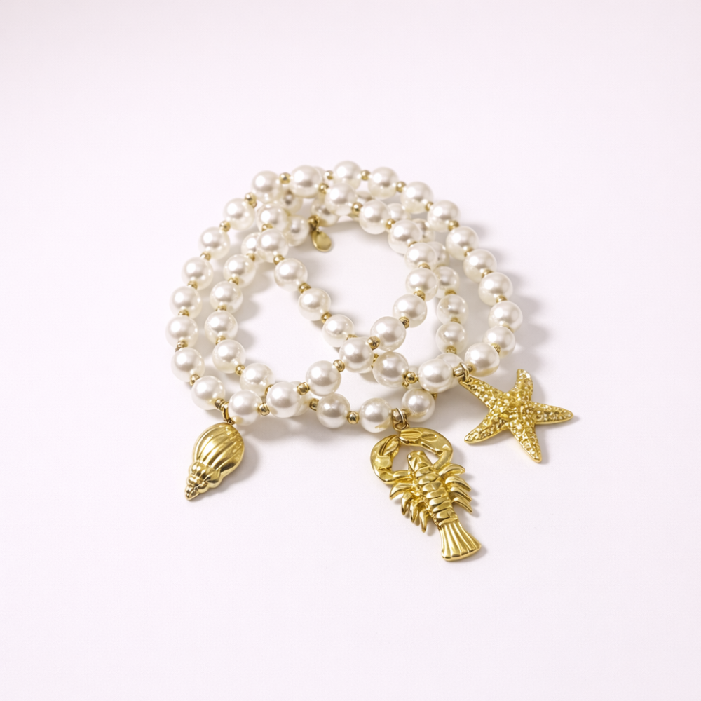 Trio Bracelets Coquillage Perle