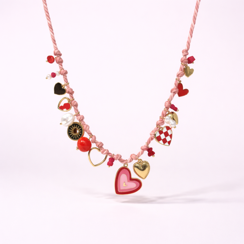 Collier charms cœur cordon Rosalia collier charms tendance bijoux acier inoxydable | Gaou Bijoux