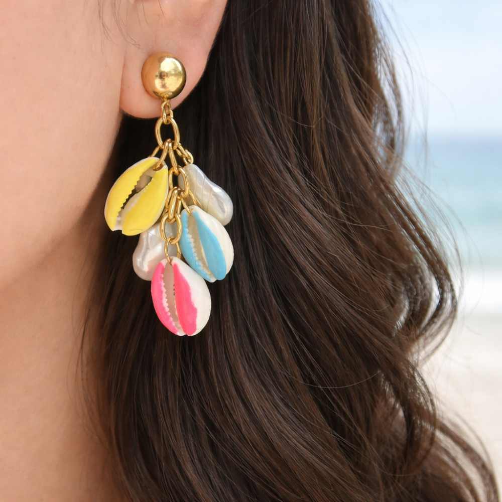 Boucles d’oreilles coquillage cauris colorées | Gaou Bijoux