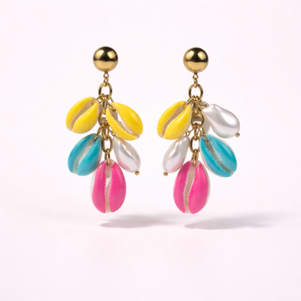 Boucles d’oreilles coquillage cauris colorées | Gaou Bijoux