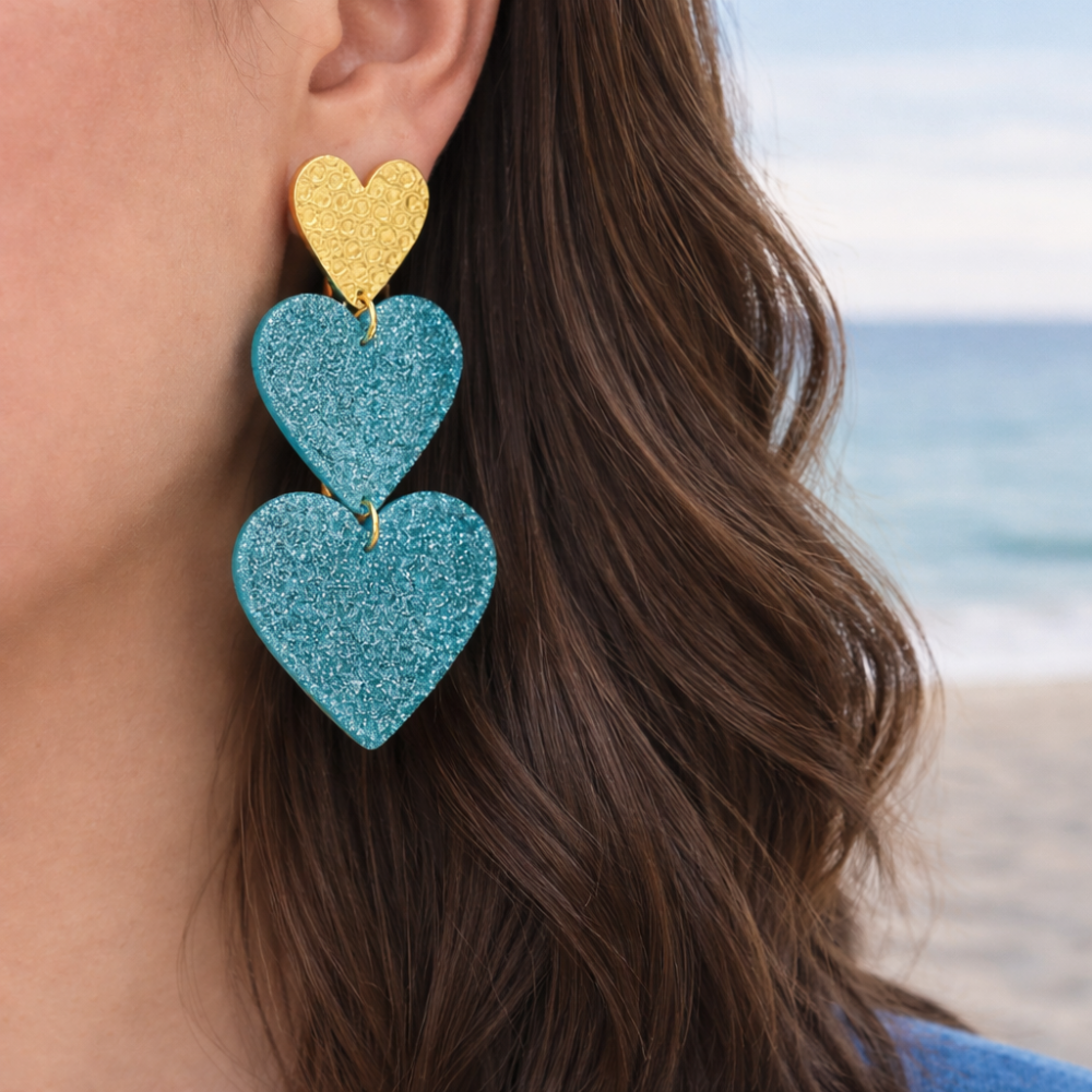 Boucles d’oreilles cœur pendantes scintillantes | Gaou Bijoux