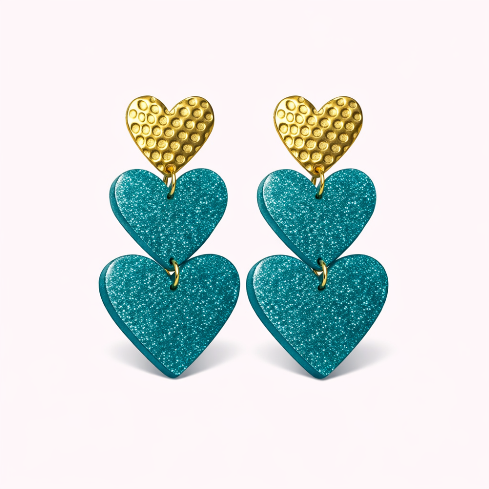 Boucles d’oreilles cœur pendantes scintillantes | Gaou Bijoux
