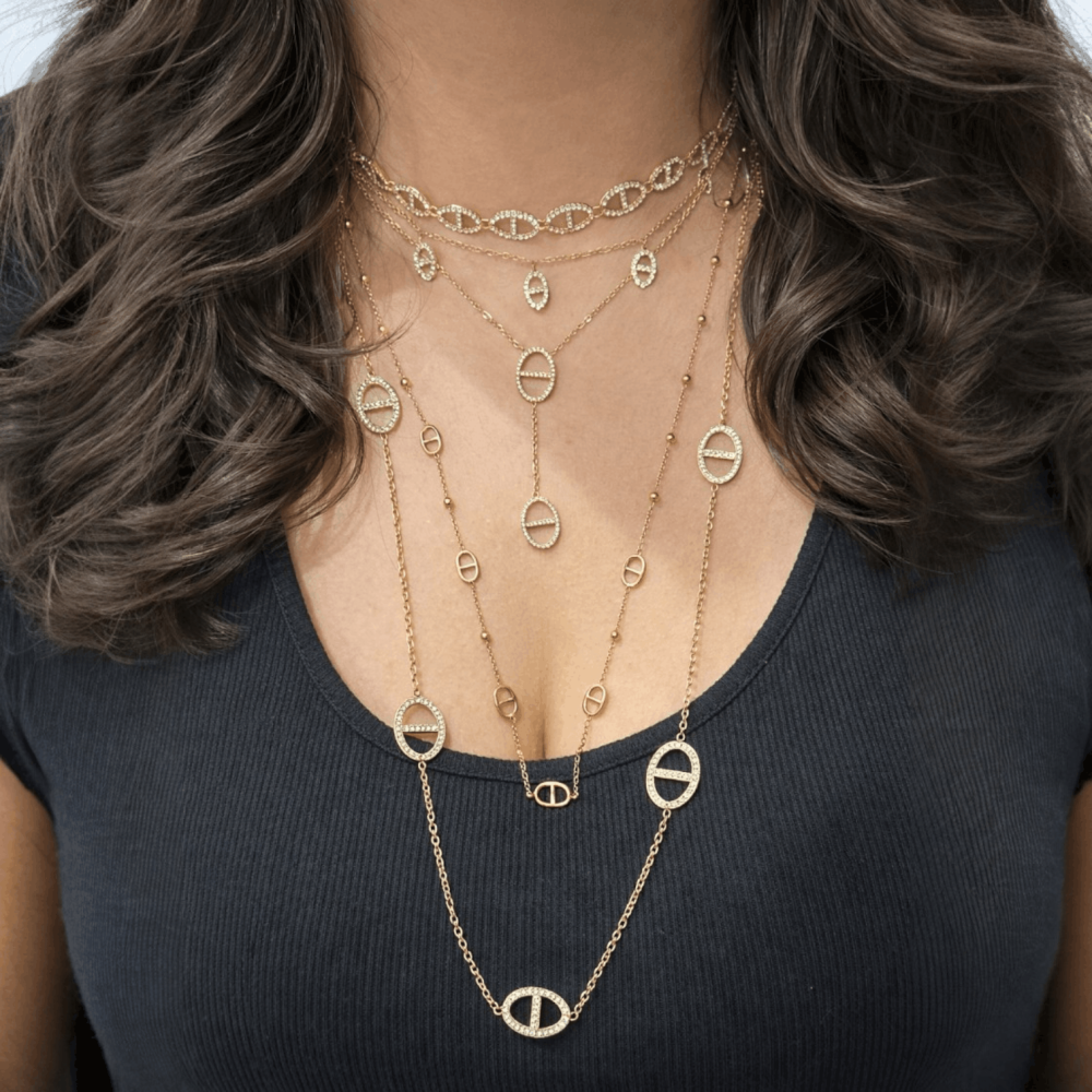 Sautoir Angel – Sautoir maille marine brillant