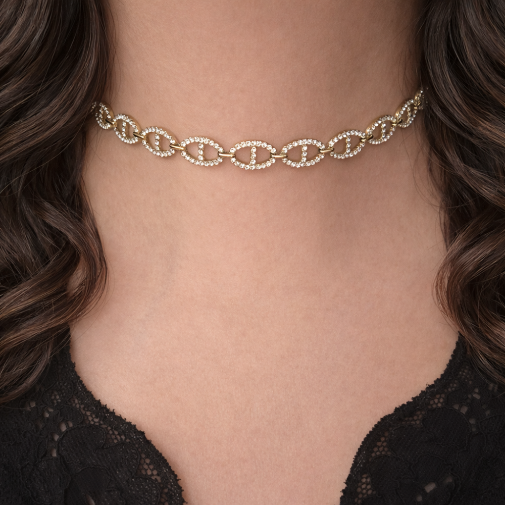 Collier ras du cou maille marine femme acier | Gaou Bijoux