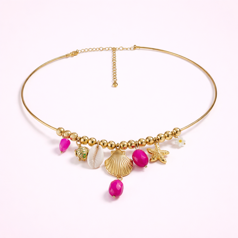 Collier ras de cou coquillage étoile mer charms | Gaou Bijoux