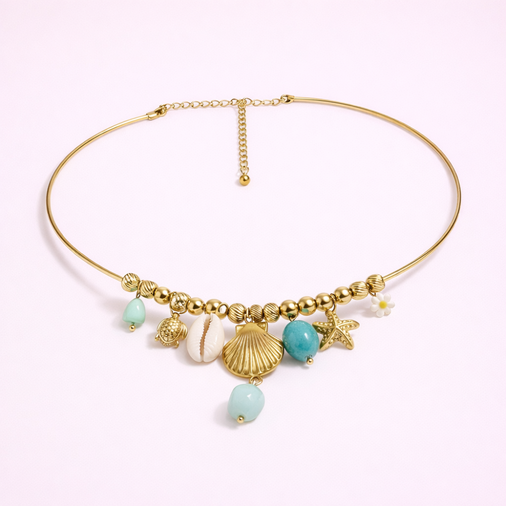 Collier ras de cou coquillage étoile mer charms | Gaou Bijoux