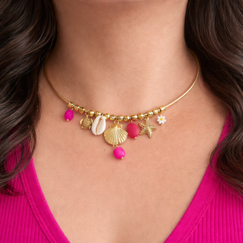 Collier ras de cou coquillage étoile mer charms | Gaou Bijoux