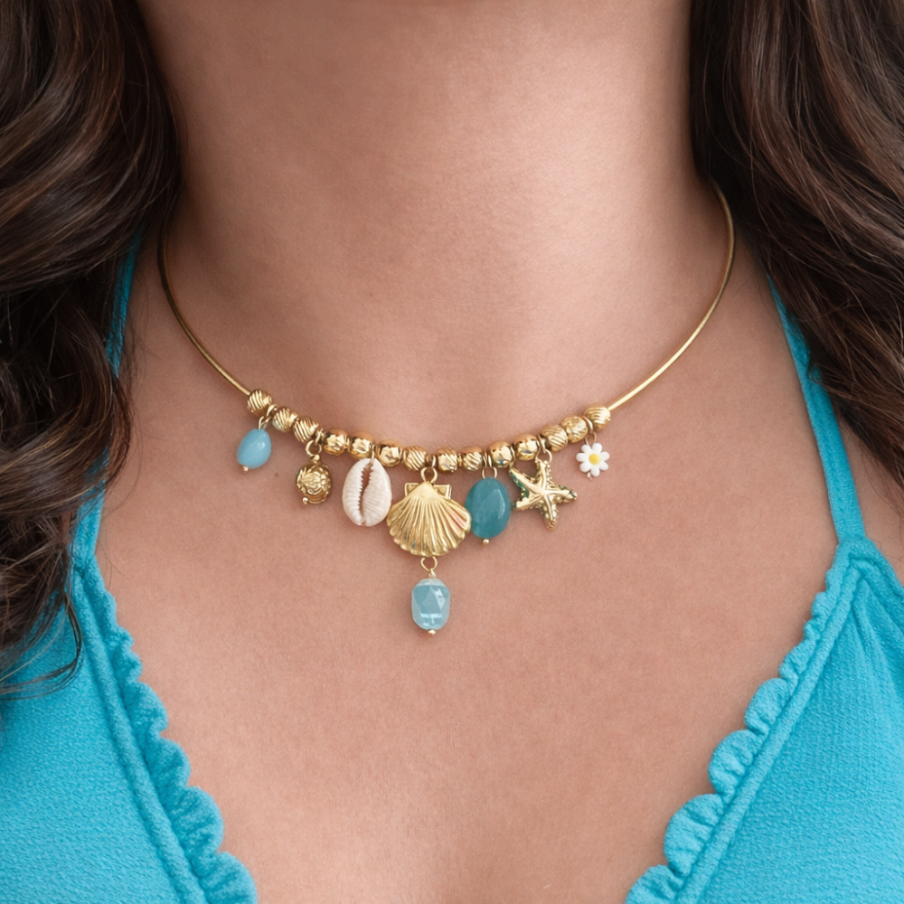 Collier ras de cou coquillage étoile mer charms | Gaou Bijoux