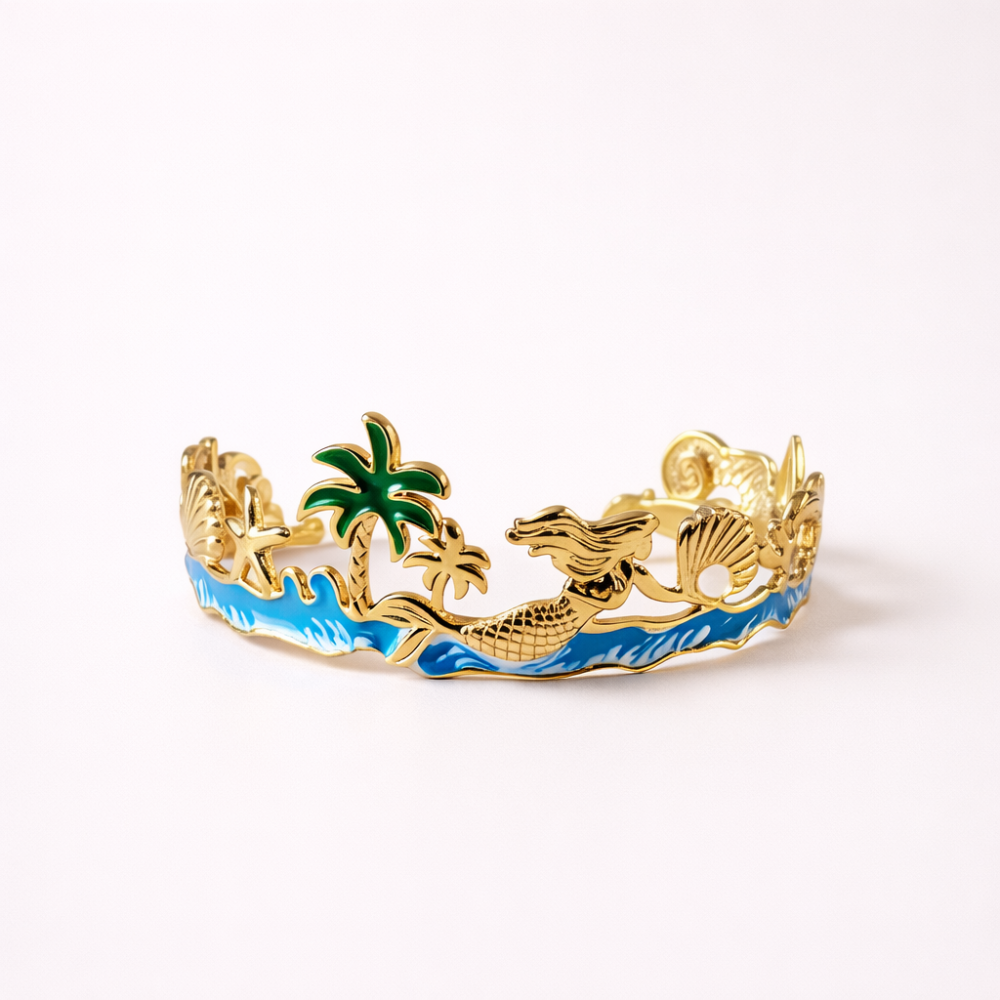 Jonc réglable sirène coquillage femme acier | Gaou Bijoux