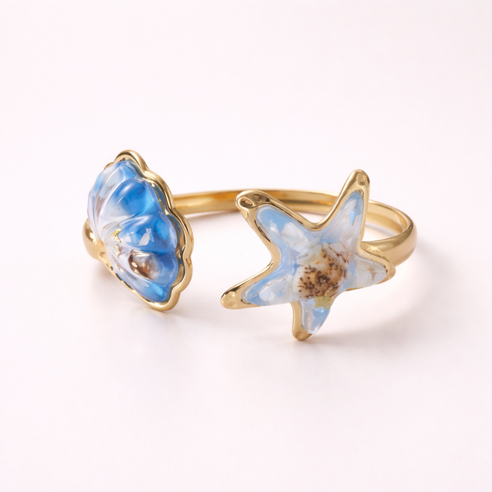 Jonc coquillage étoile de mer réglable femme | Gaou Bijoux