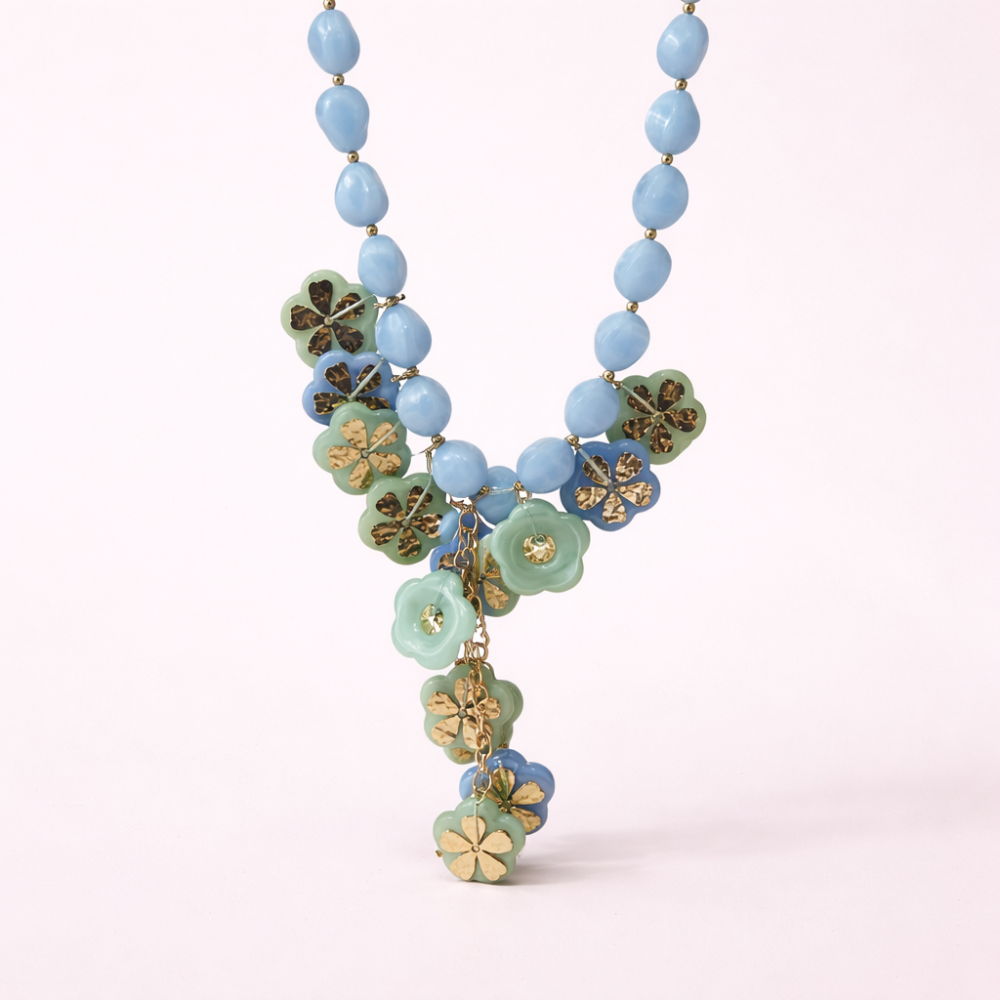 Collier Y fleurs colorées perles femme | Gaou Bijoux