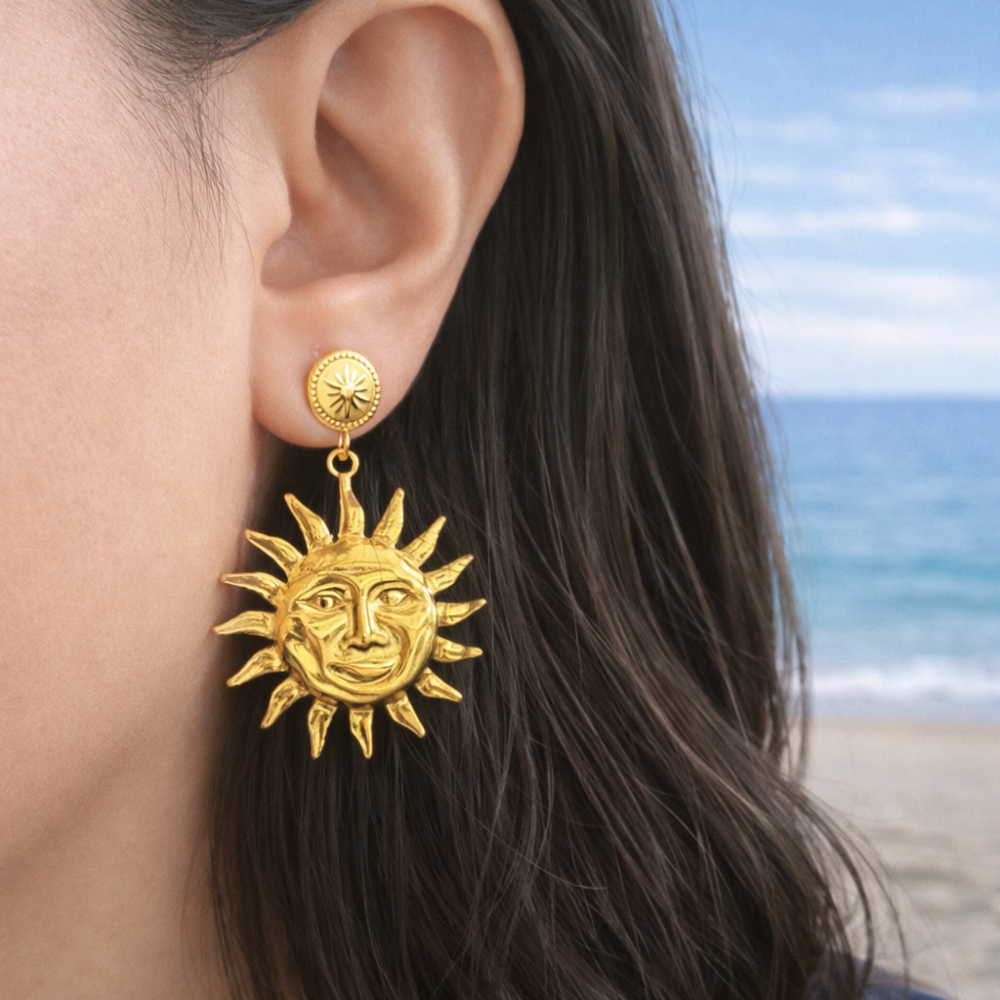 Boucles soleil visage doré femme tendance | Gaou Bijoux