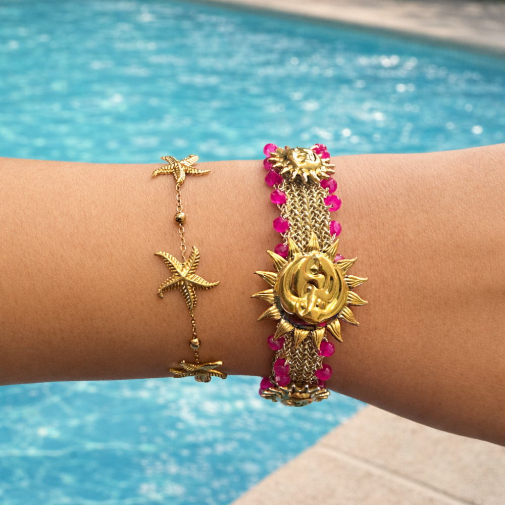 Bracelet Soleil Doré avec Perles Colorées | Gaou Bijoux