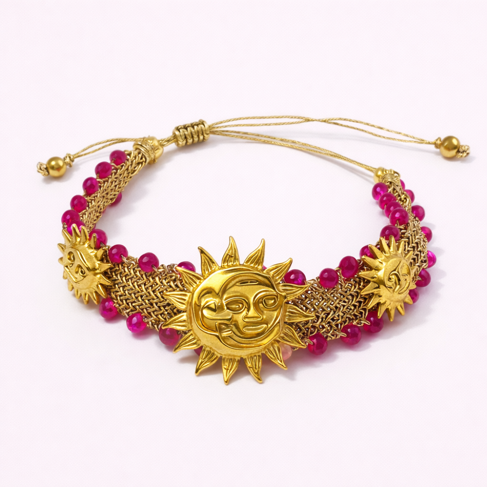 Bracelet Soleil Doré avec Perles Colorées | Gaou Bijoux