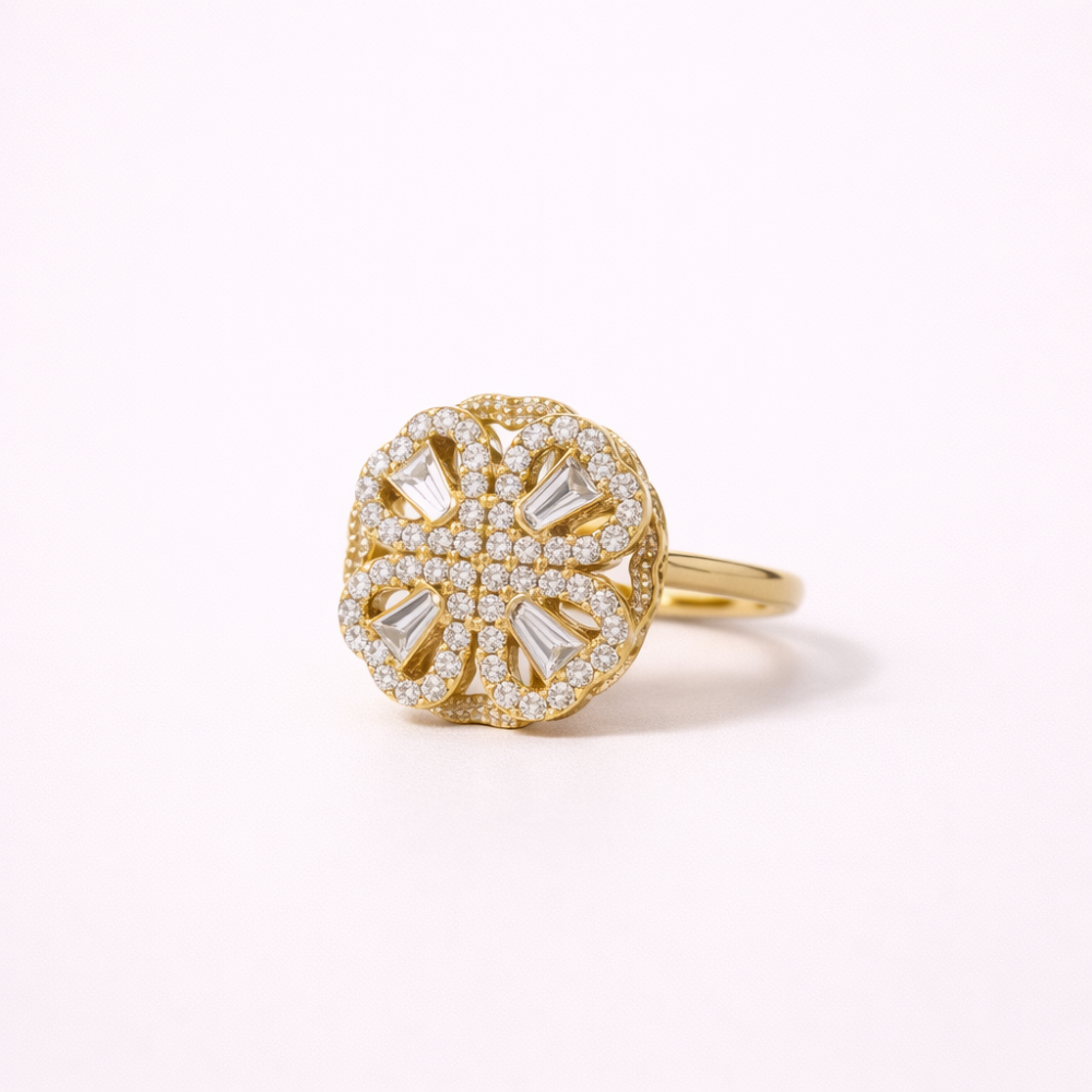 Bague anti stress femme fleur scintillante acier inoxydable | Gaou Bijoux