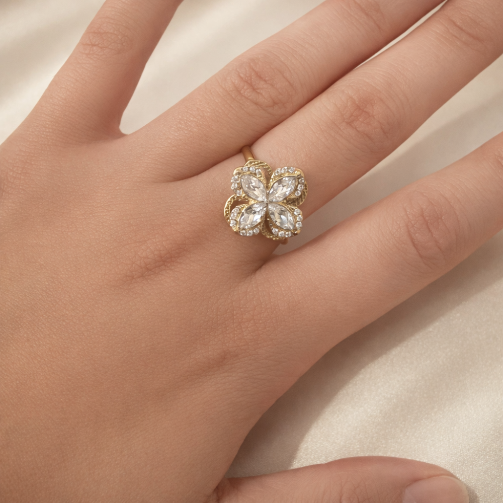 Bague anti stress femme réglable fleur brillante | Gaou Bijoux