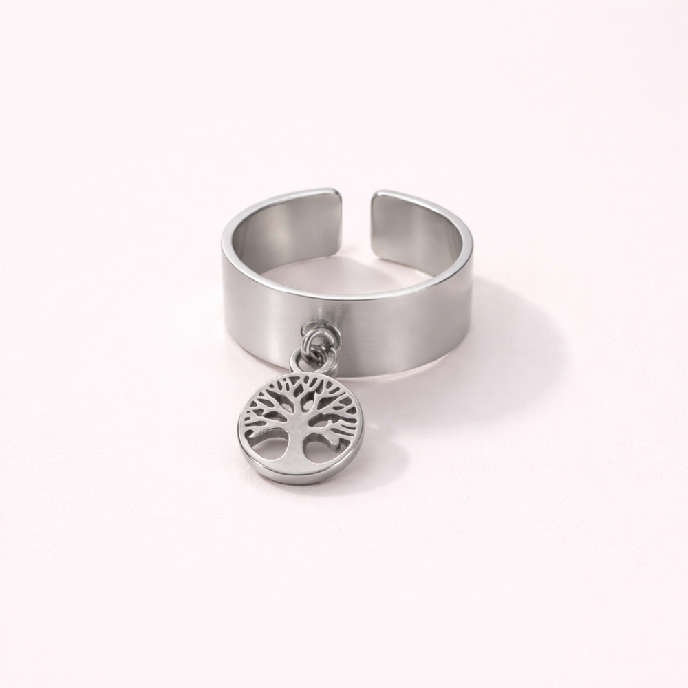 Bague breloque arbre de vie argentée réglable| Gaou Bijoux