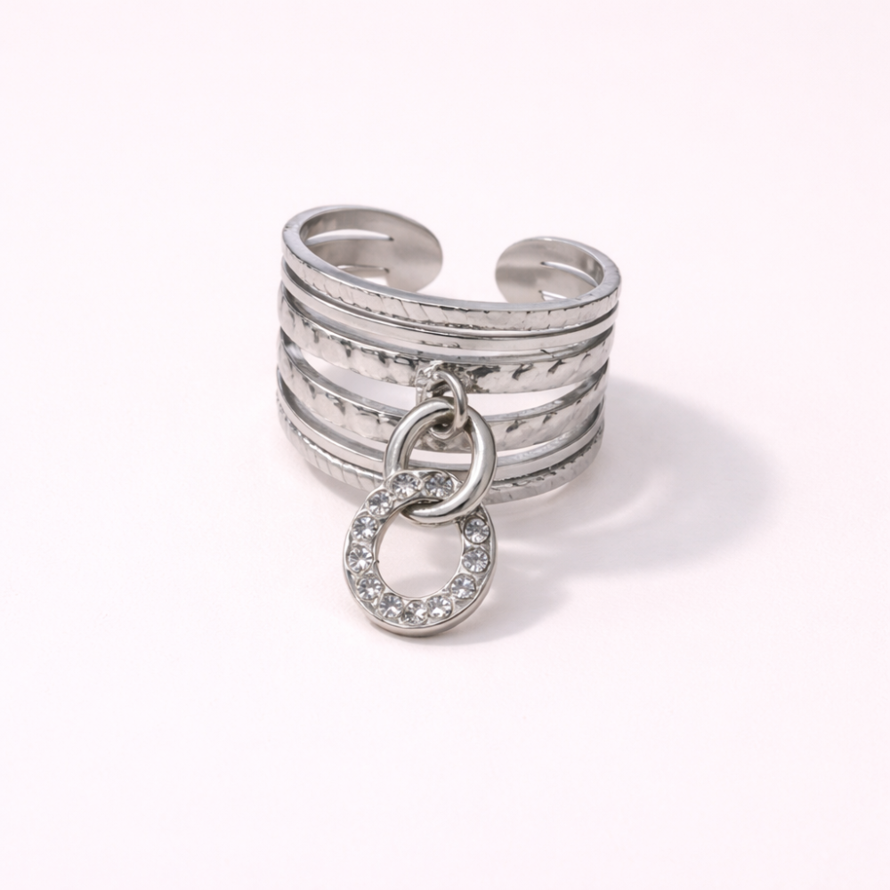 Bague breloque ovale brillante dorée acier inoxydable femme bijoux acier inoxydable | Gaou Bijoux