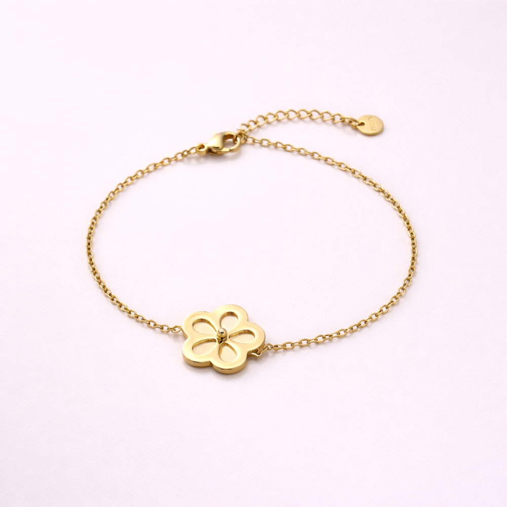 Bracelet Anti Stress Fleur Minimaliste Dorée