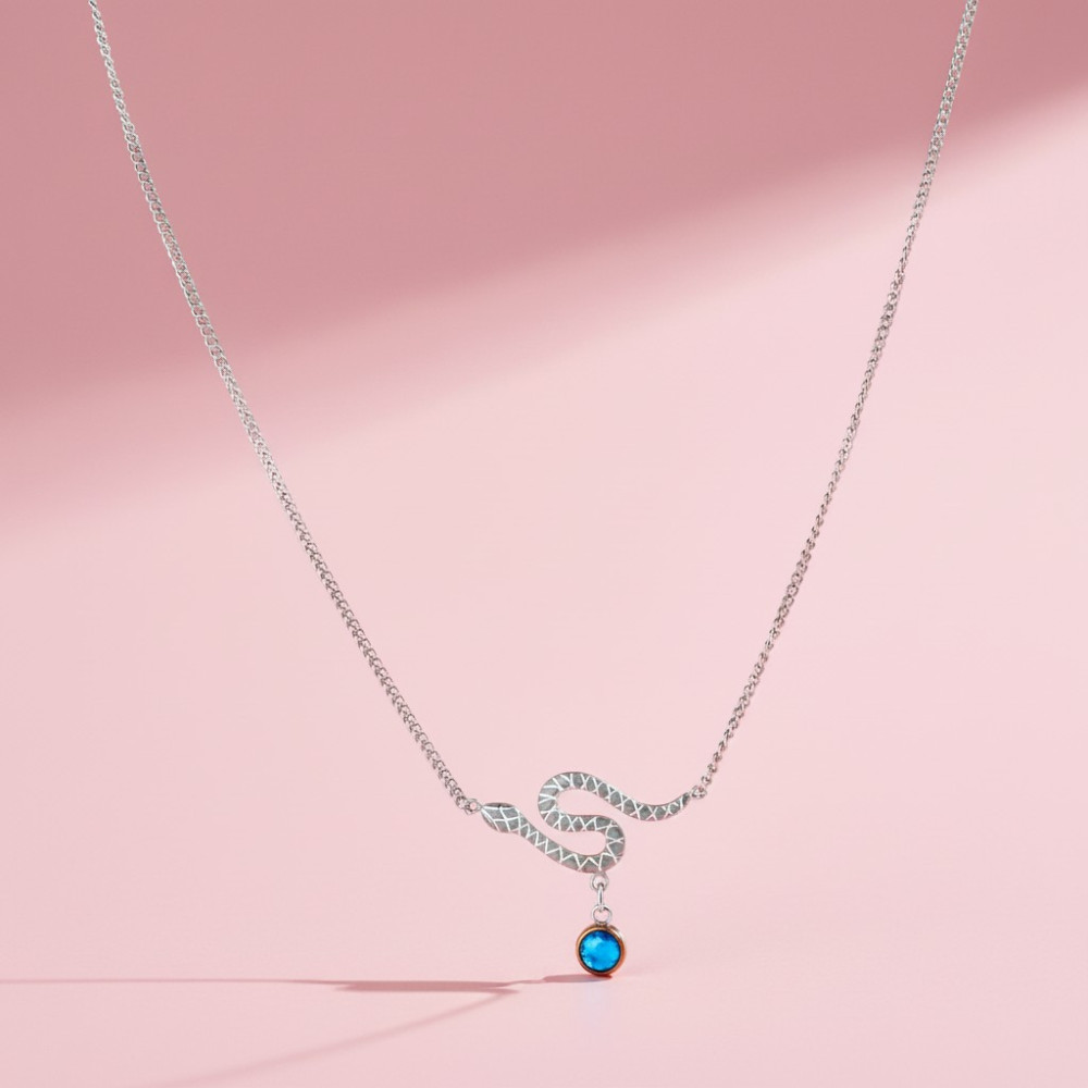 Collier Serpent – Doré ou argenté avec pendentif turquoise en acier inoxydable | Gaou Bijoux