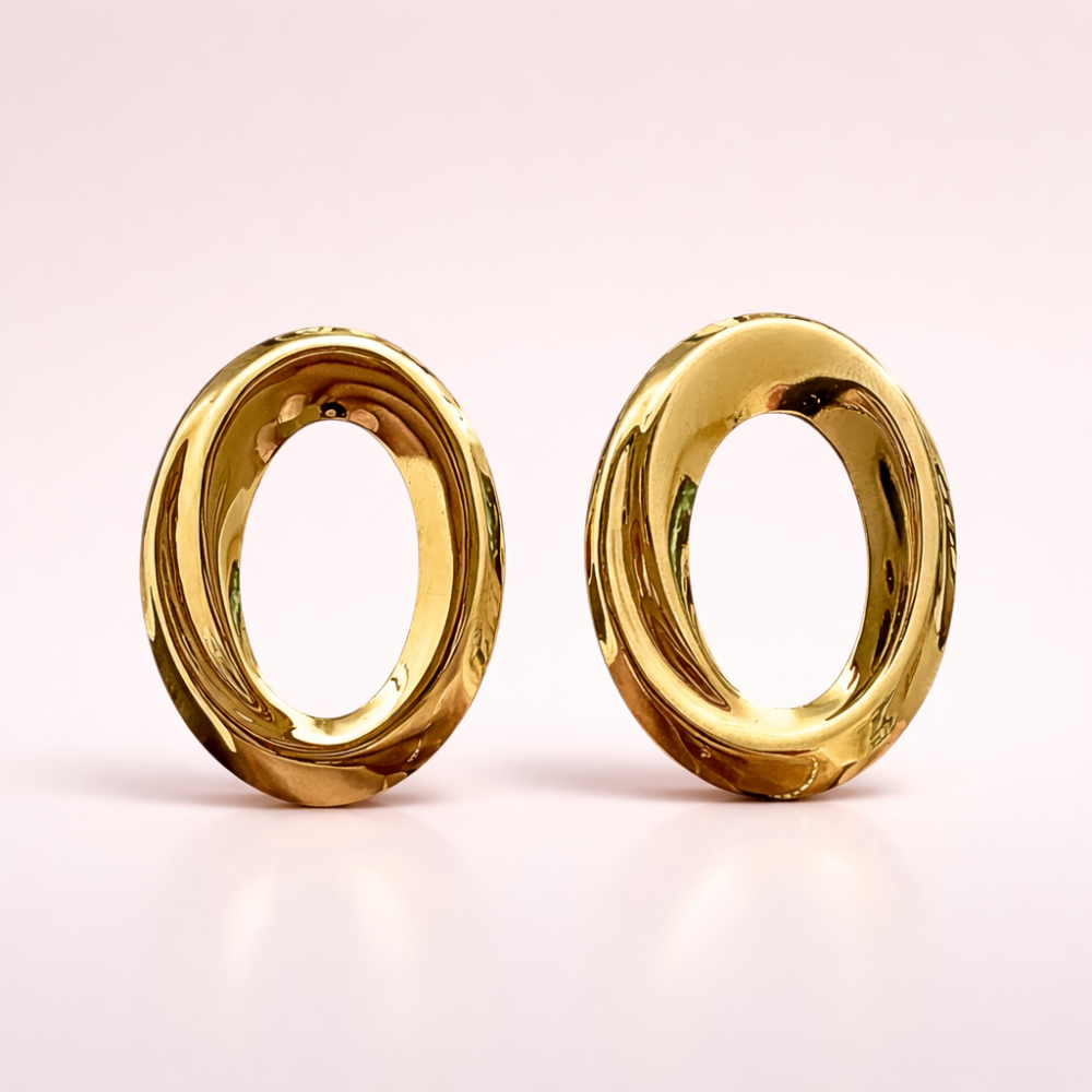 Boucles d’Oreilles Ovales Dorées