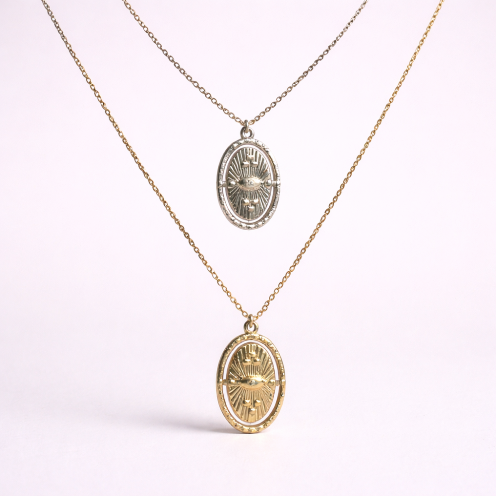 Collier Médaillon Œil Protecteur – bijoux acier inoxydable doré ou argenté | Gaou Bijoux