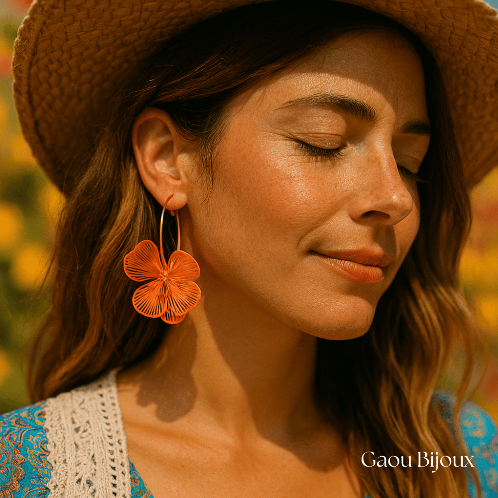 Boucles d'oreilles Fleur de Soleil  | Gaou Bijoux