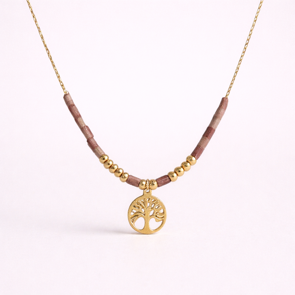 Collier Arbre de Vie & Perles – bijoux acier inoxydable | Gaou Bijoux