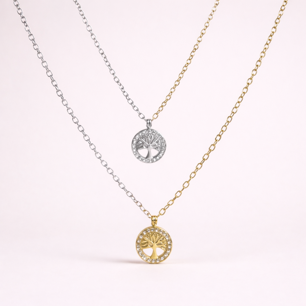 Collier Arbre de Vie doré et argenté en acier inoxydable | Gaou Bijoux