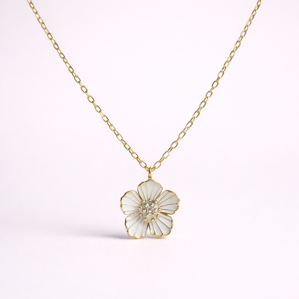 Collier fleur émaillée déclinaisons pastel acier inoxydable | Gaou Bijoux