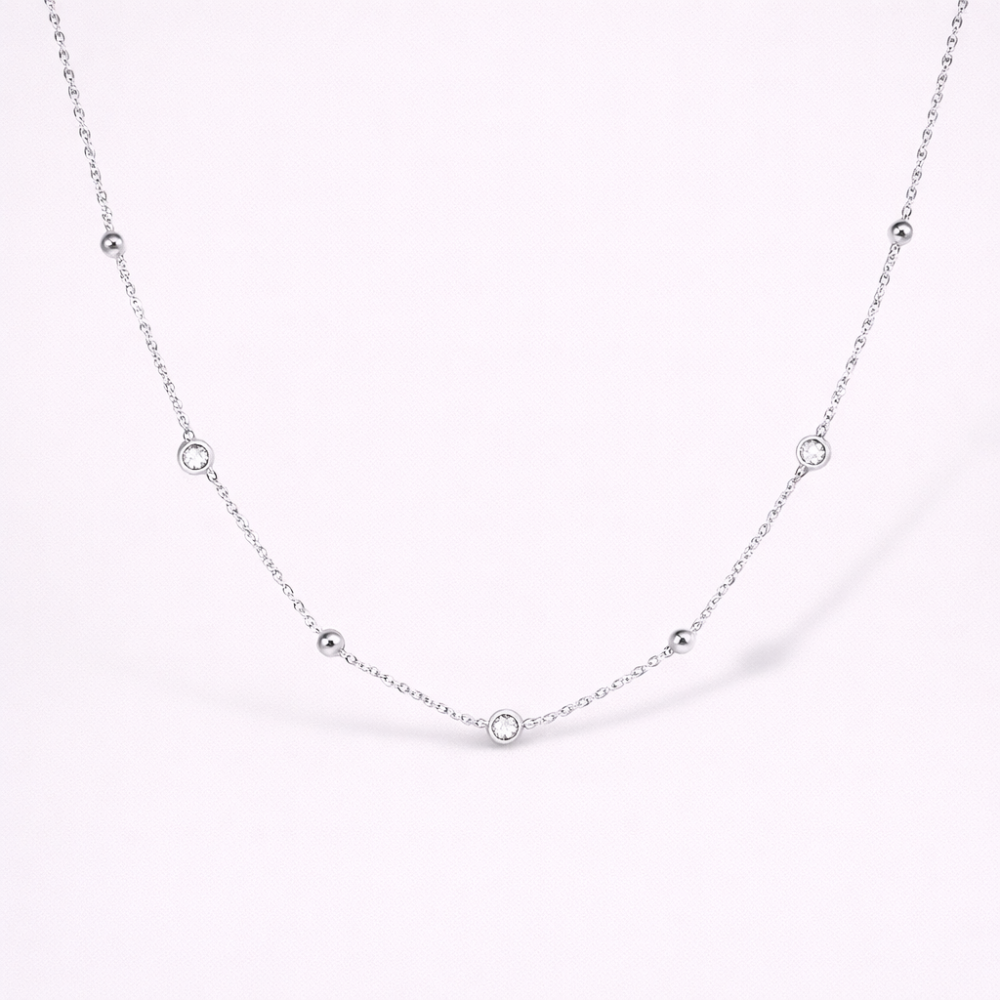 Collier Lou – Chaîne fine dorée et cristaux en acier inoxydable | Gaou Bijoux