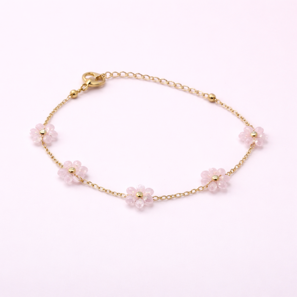Parure collier bracelet fleur colorée acier inoxydable tendance été femme bijoux | Gaou Bijoux