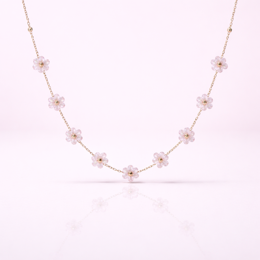 Parure collier bracelet fleur colorée acier inoxydable tendance été femme bijoux | Gaou Bijoux