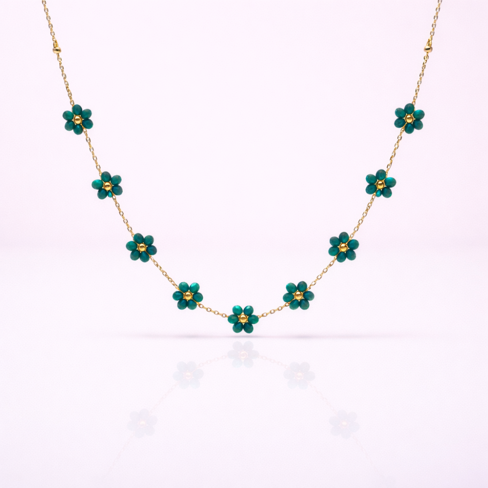 Parure collier bracelet fleur colorée acier inoxydable tendance été femme bijoux | Gaou Bijoux