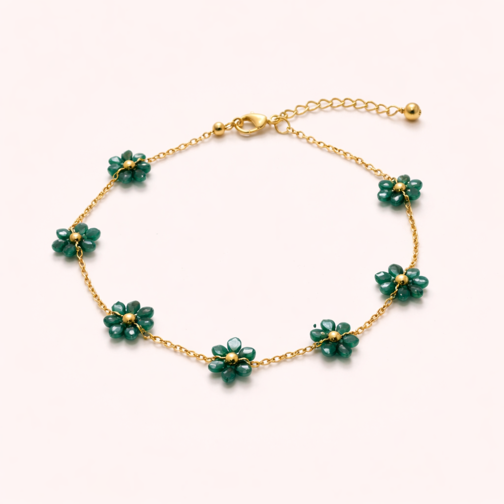 Parure collier bracelet fleur colorée acier inoxydable tendance été femme bijoux | Gaou Bijoux
