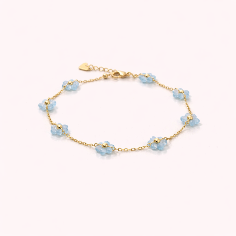 Parure collier bracelet fleur colorée acier inoxydable tendance été femme bijoux | Gaou Bijoux