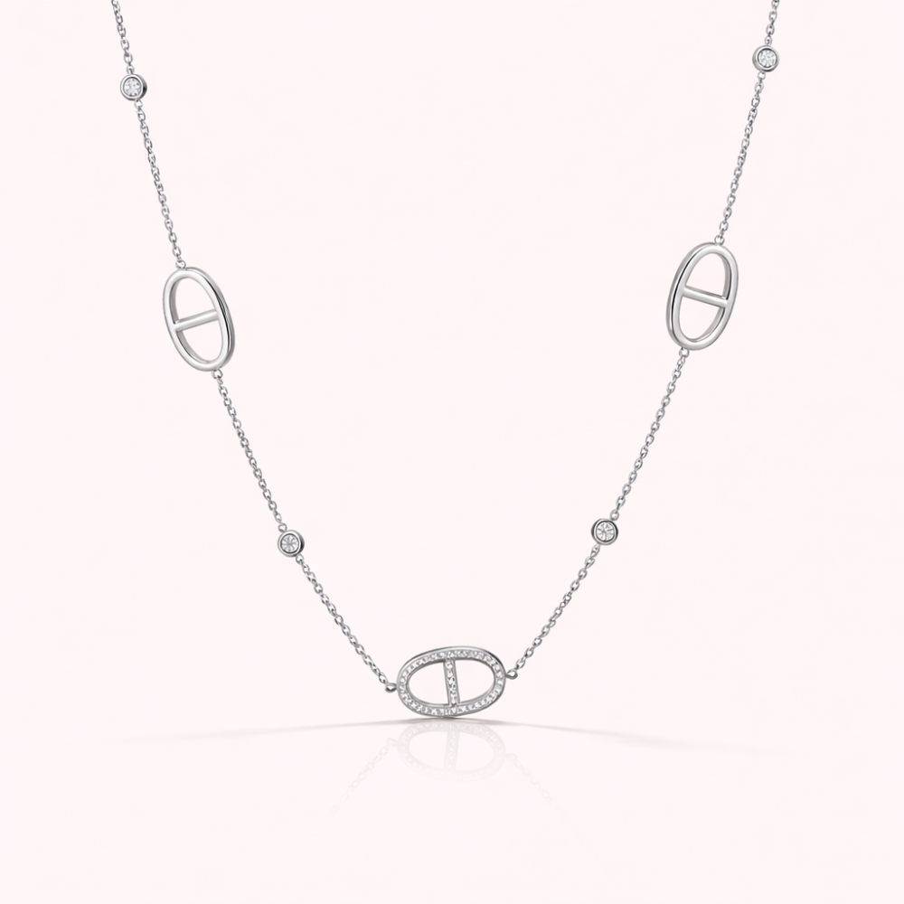 Sautoir maille marine ovale doré acier inoxydable collier long élégant femme tendance | Gaou Bijoux