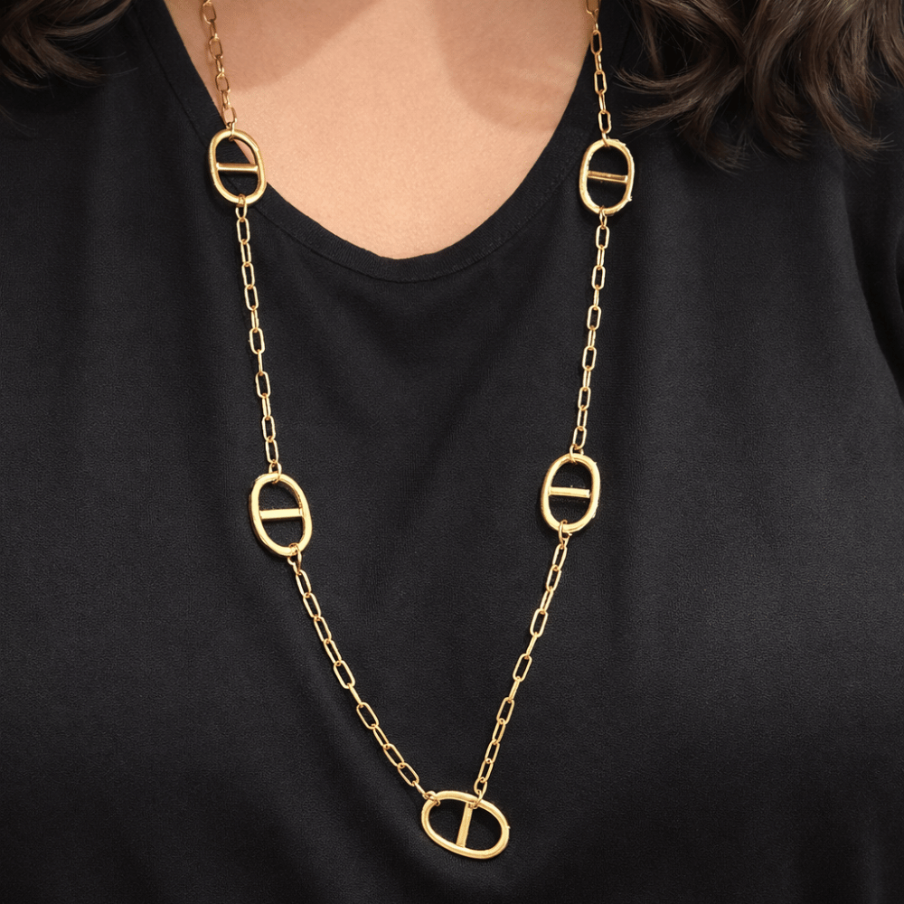 Sautoir Chaîne Marine Doré Maille Large – bijoux acier inoxydable | Gaou Bijoux