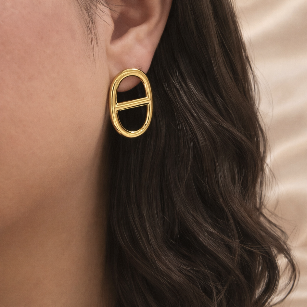 Boucles d’oreilles maille marine dorées acier inoxydable tendance femme bijou moderne | Gaou Bijoux