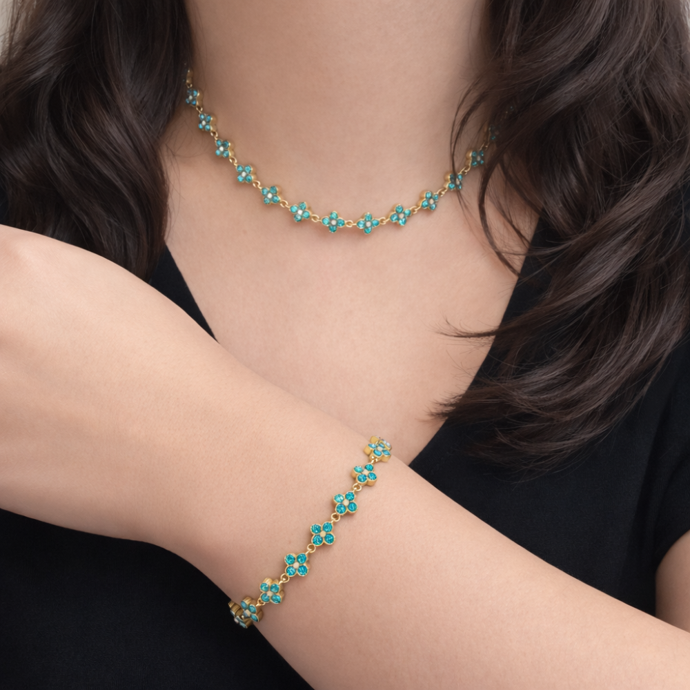 Collier princesse fleurs colorées acier inoxydable bijou femme élégant tendance | Gaou Bijoux