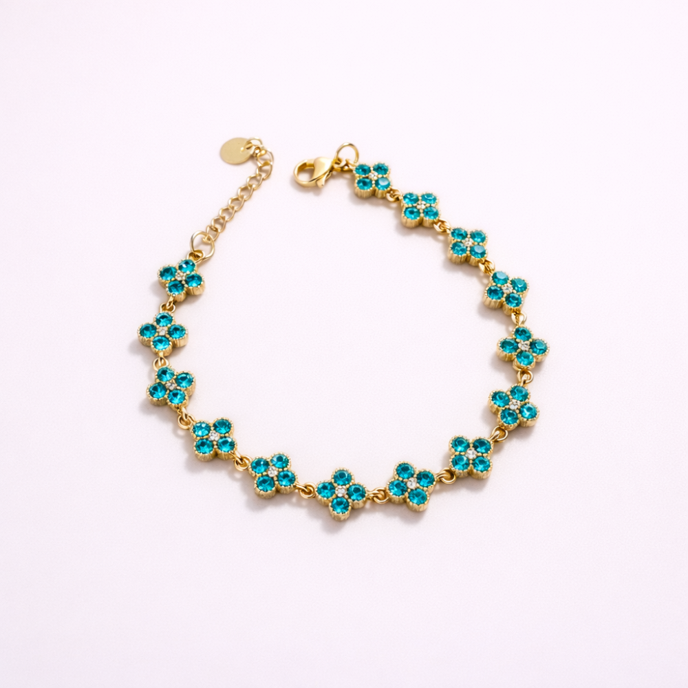Bracelet princesse fleurs colorées doré acier inoxydable bijou femme tendance élégant | Gaou Bijoux
