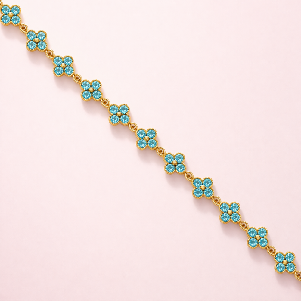 Bracelet princesse fleurs colorées doré acier inoxydable bijou femme tendance élégant | Gaou Bijoux