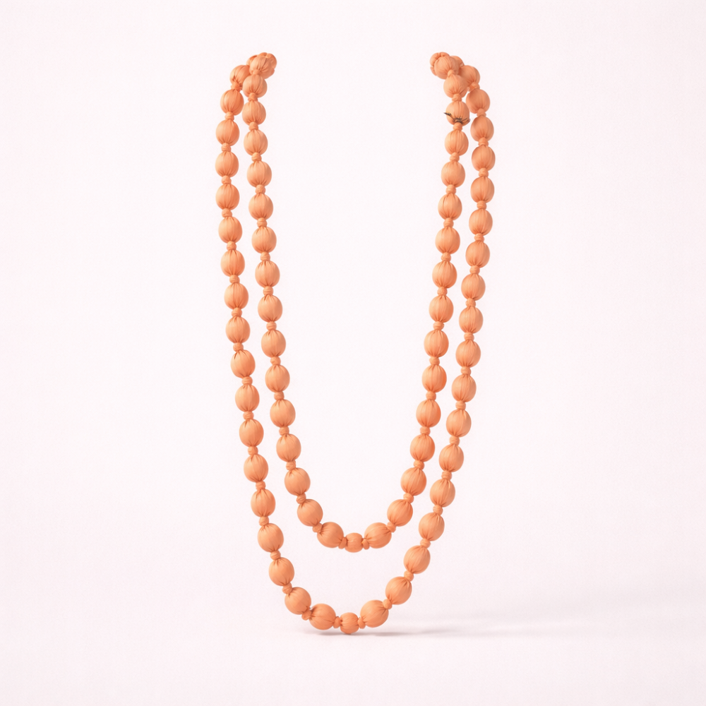 Sautoir boules tissu coloré collier long bohème tendance femme polyester multicolore | Gaou Bijoux